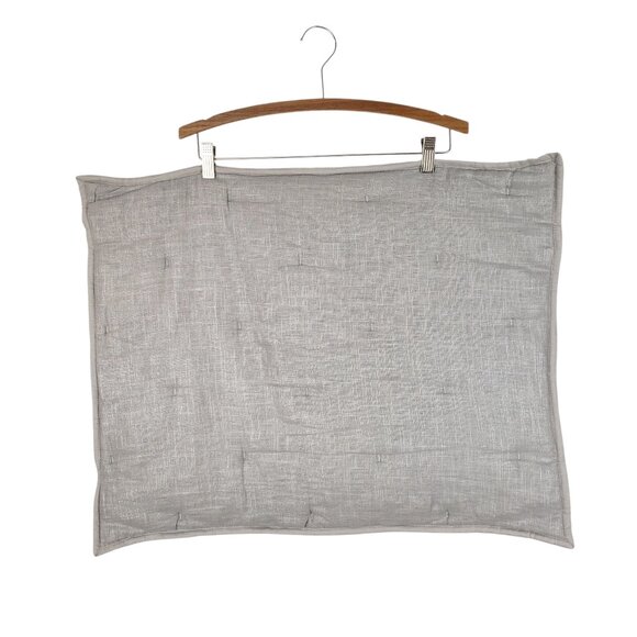 West Elm Standard Pillow Sham Silver Gray Quilted Linen Blend Pillow Cover - Picture 1 of 4